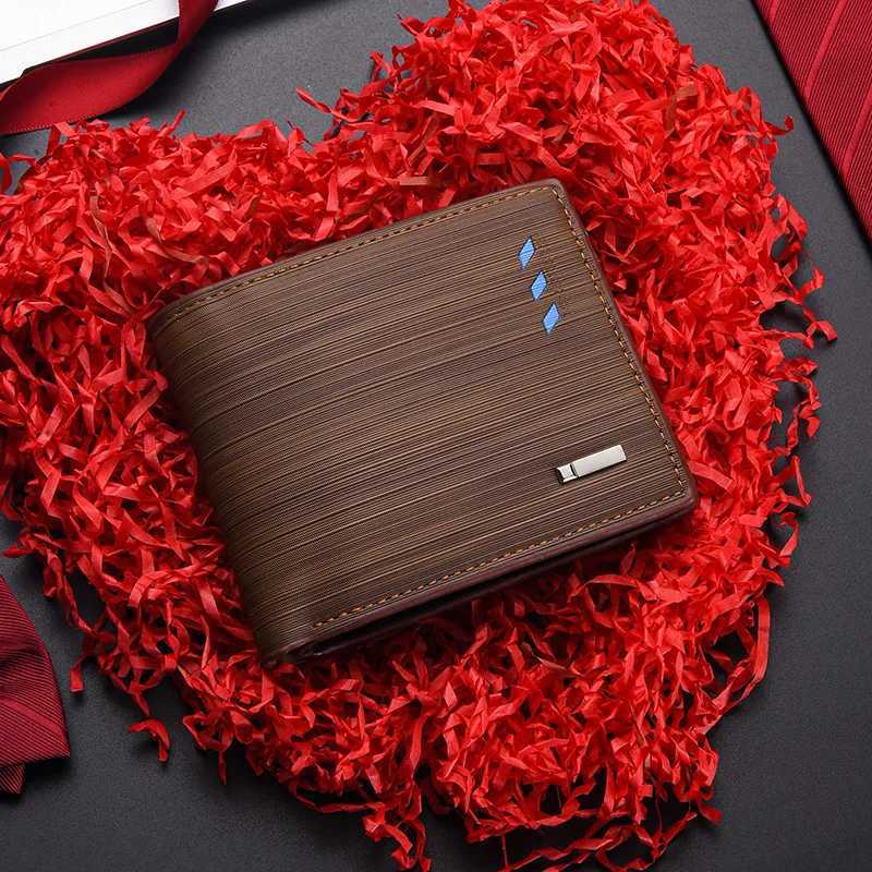 material mens short wallet PU navy blue/light brown multi slot wallet suitable for outdoor business mens ideal gift H260707