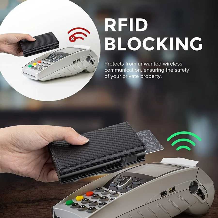 RFID Up Wallet Automatic Pop Blocking Multicolor Slim Aluminum Metal Ejector Minimalist Holder Case for Men H260707