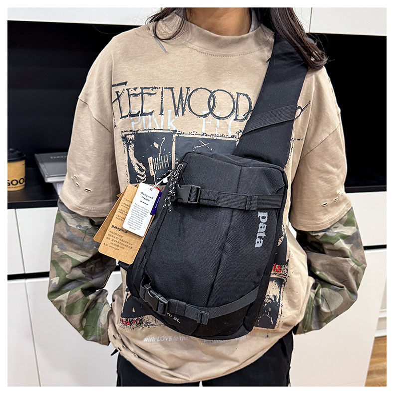 Black Waterproof Single Shoulder Crossbody Travel Bag New 8L Outdoor Nylon Oxford Cloth Lightweight Unisex Fitness Hiking Chest Color-Block Cycling Ba