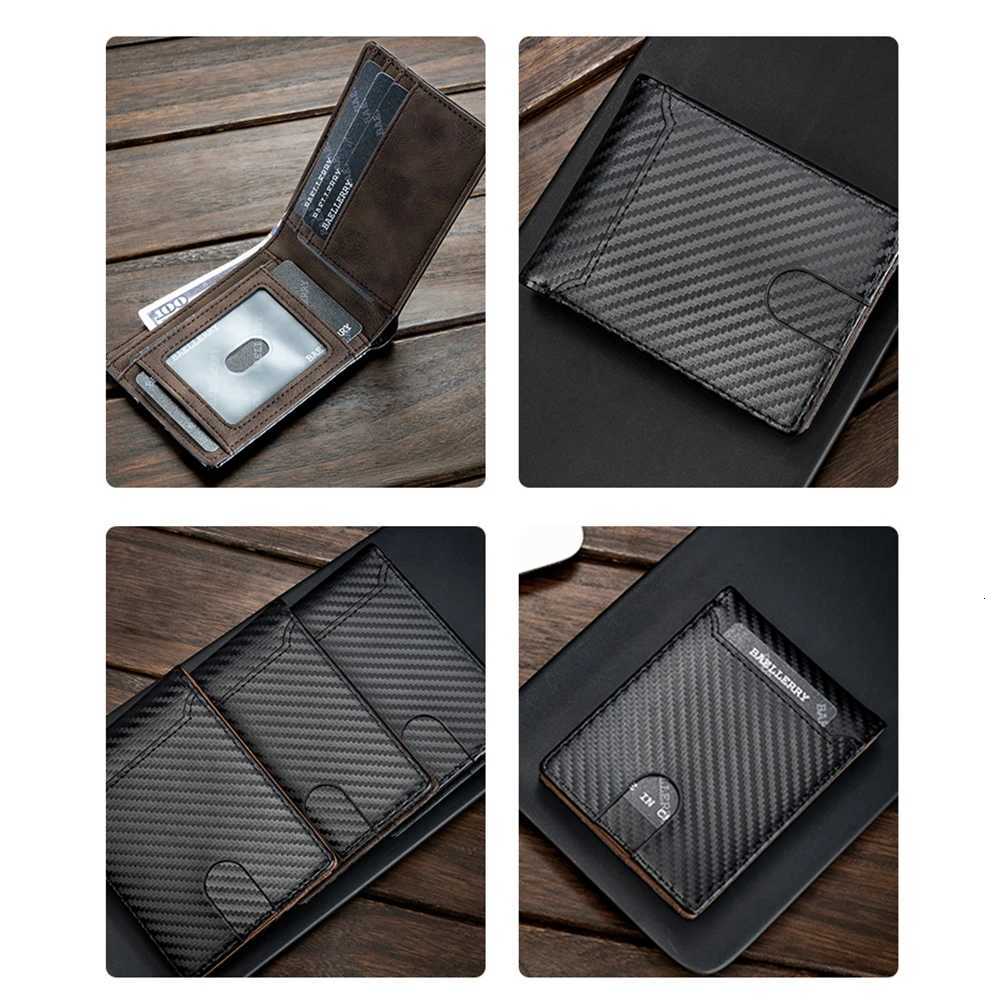 Men Short Wallets Business New Carbon Fiber Short Card Slot High Quality Simple Slim Card Bag Male Purses Photo Holder H260707