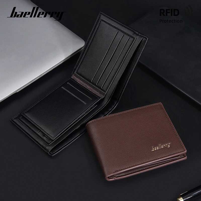 Men RFID Baellerry Wallets New Simple Card Clip Soft Male Wallet Zipper Coin Pocket Short Card Holder Mens Purses H260707