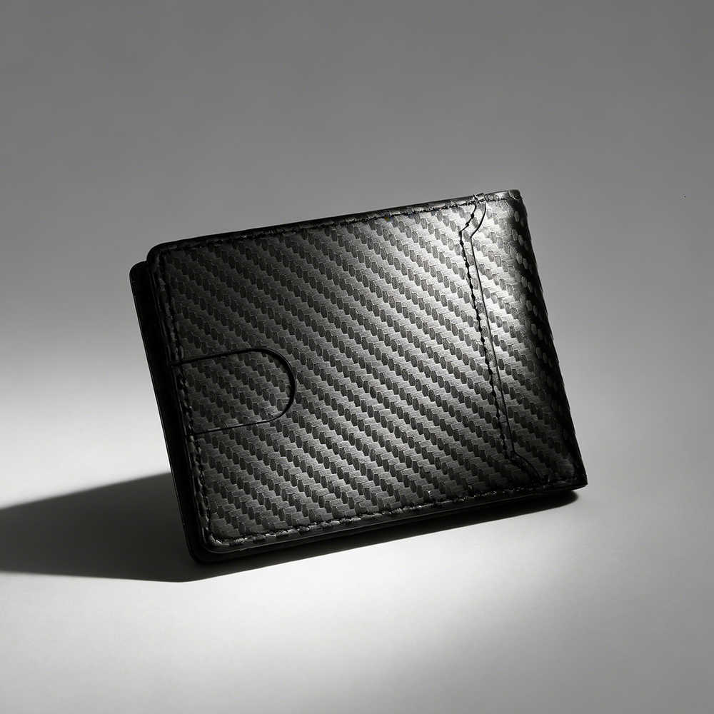 Men Short Wallets Business New Carbon Fiber Short Card Slot High Quality Simple Slim Card Bag Male Purses Photo Holder H260707