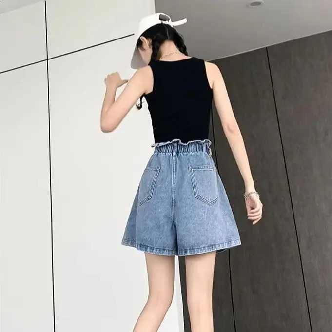 PlusSize FrayedEdge Denim Shorts for Women Lightweight Breathable Summer Style ALine WideLeg Loose Fit HighWaisted Sim 260707