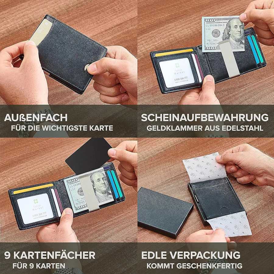 Wallet Wallet Mens RFID Protection Simple Ultra-thin PU Small Money Clip H260707