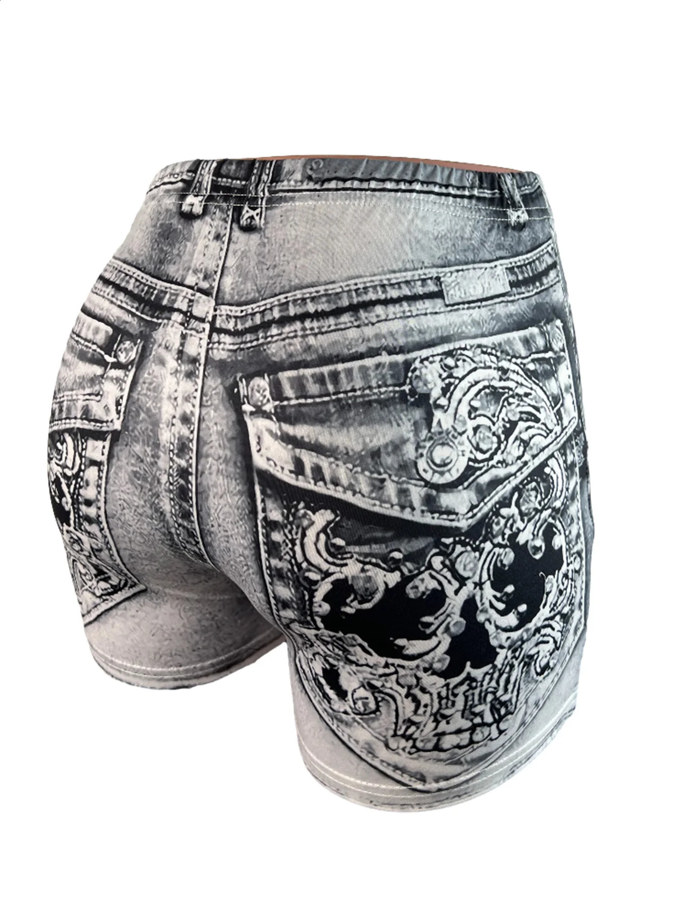 Selling Womens Shorts for Europe America Fashion Versatile Faux Denim Print with Great Stretch Slim Fit Short Pa 260707