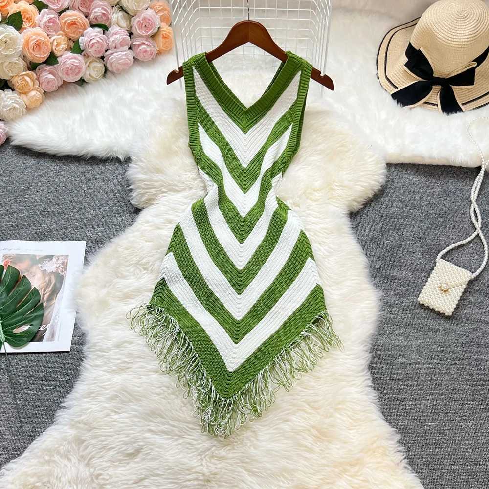 Summer YuooMuoo Woman Dress 2026 New Fashion Sexy Package Hips Sleeveless Irregular Party Dress Lady Tassels Beach Vestidos H260707