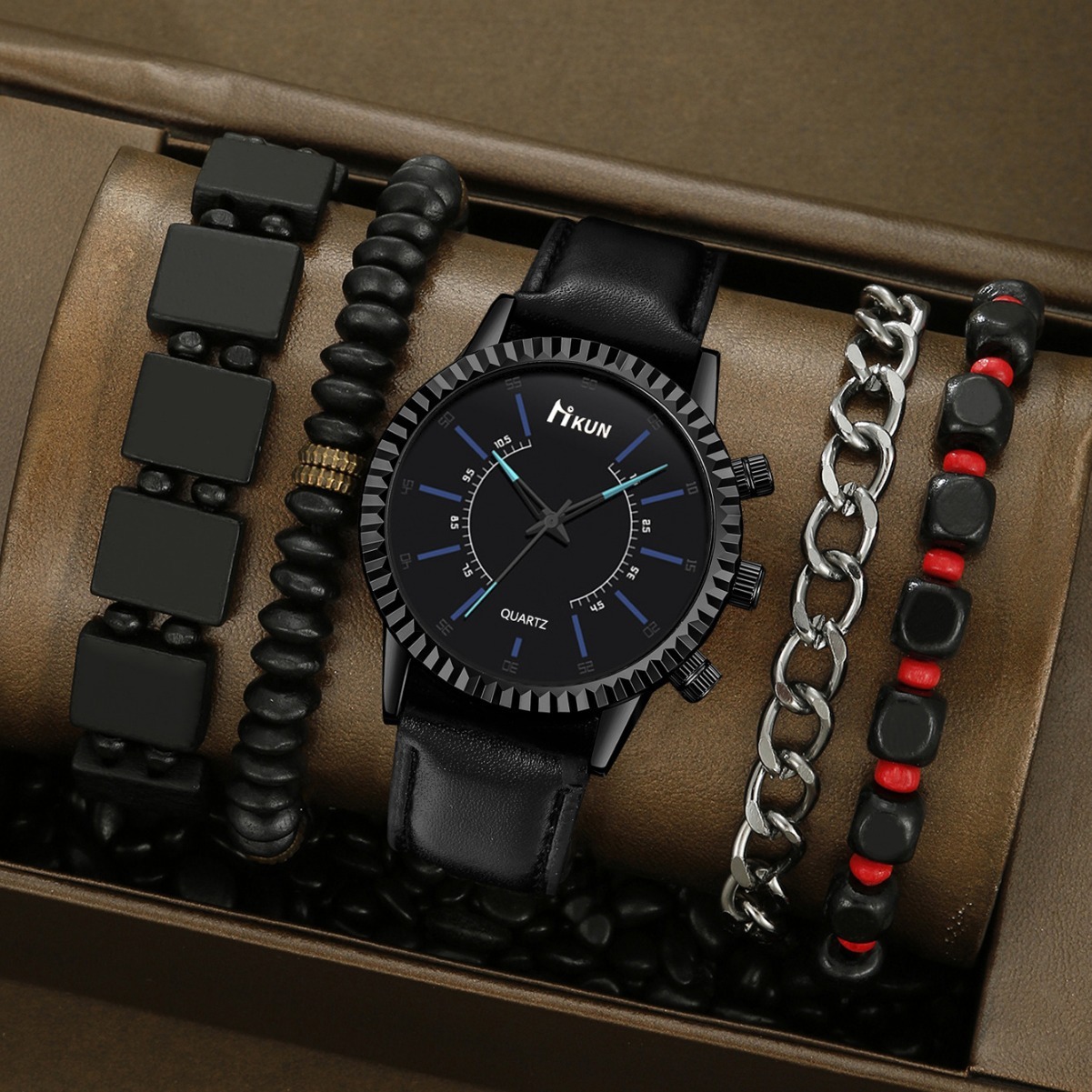 Men Wrist Watch Directly Supplied By quartz The Manufacturer, New Hot-Selling Fashionable Versatile Personalized Men's With Leather Strap And Bea