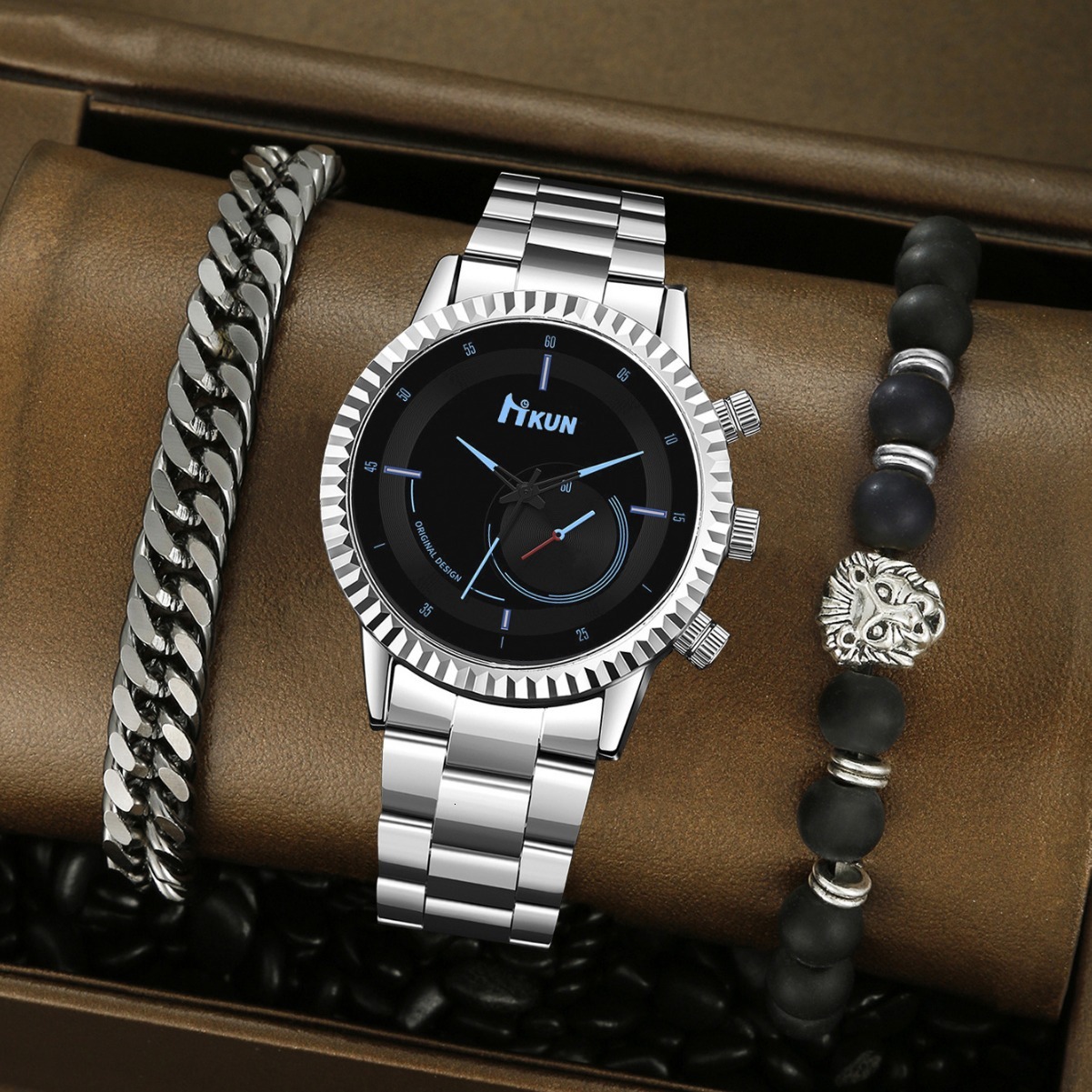Men Wrist Watch Directly Supplied By The Manufacturer, quartz New Hot-Selling Men's Quartz With Gear Dial Steel Strap, Creative And Personalized 