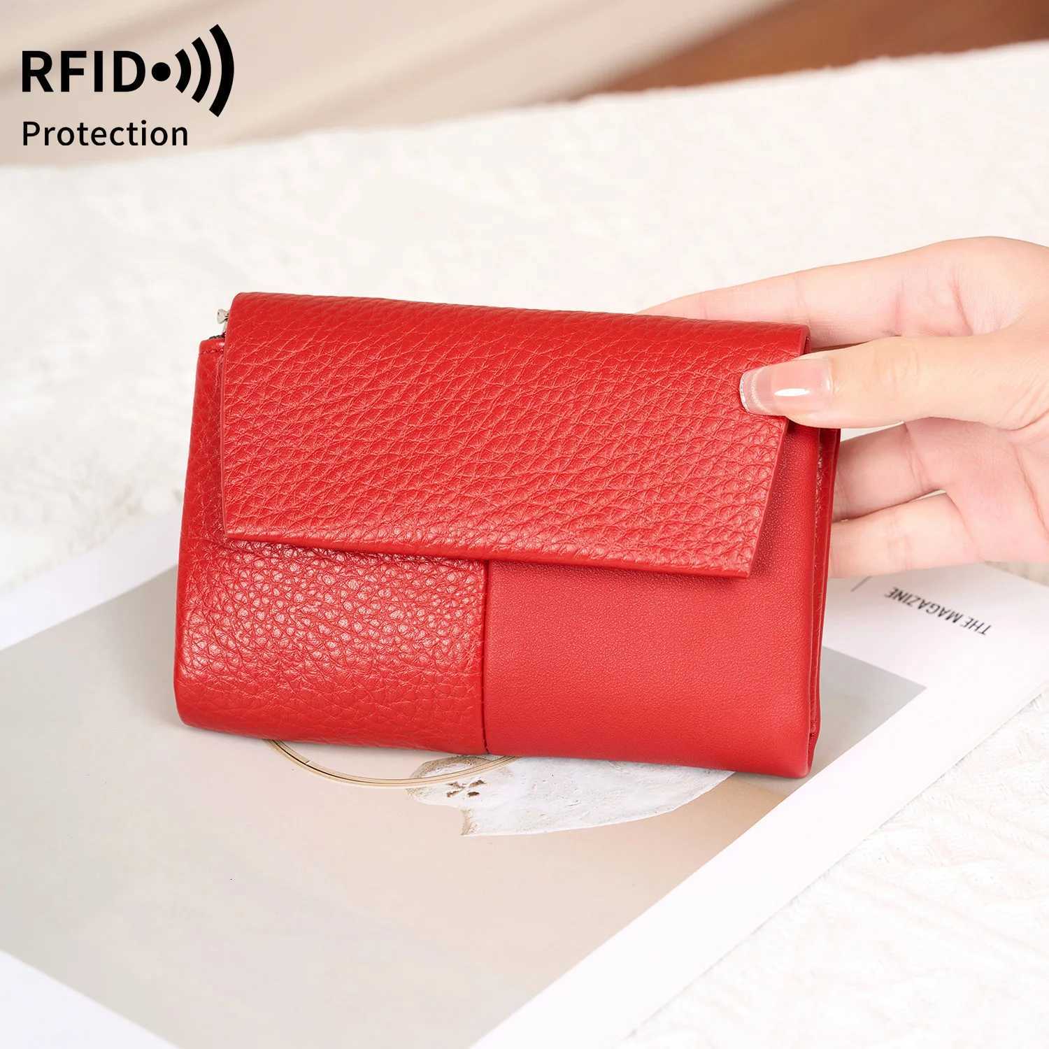 Tri-fold Womens Wallet Multi-card RFID Slot Card Holder Fashionably Simple Large Capacity Clutch bag with Zipper Coin Pocket H260707