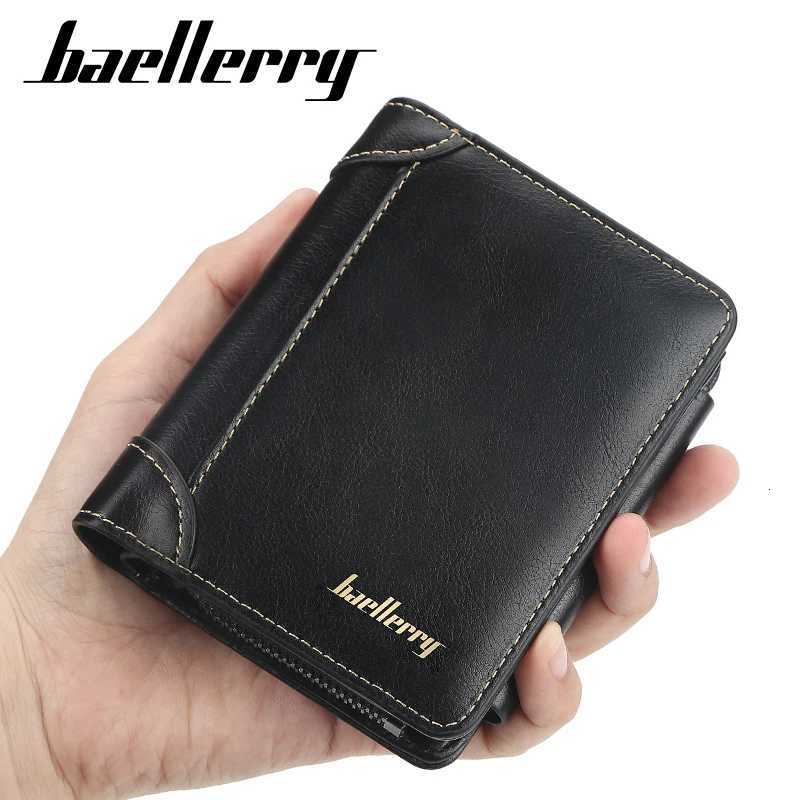 Wallets Baellerry Men PU Leather High Quality Zipper Short Desigh Card Holder Male Purse Vintage Coin Holder Men Wallets H260707