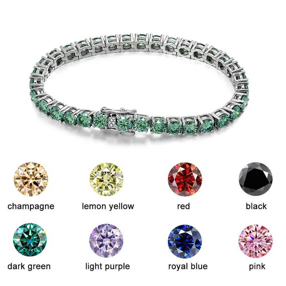 KNOBSPIN D VVS Green Moissanite Tennis Bracelets for Women Men Lab Diamond with GRA Wedding Jewelry 925 Sliver Bracelet H260707