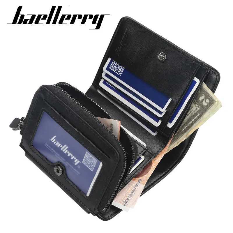 Wallets Baellerry Men PU Leather High Quality Zipper Short Desigh Card Holder Male Purse Vintage Coin Holder Men Wallets H260707