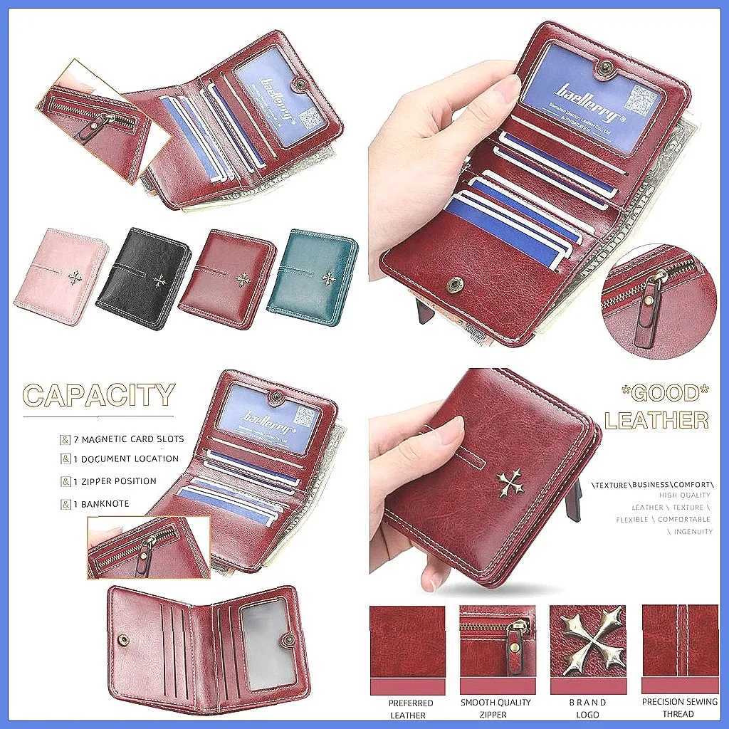 Short Oil Wax PU Womens Wallet Multi-Card Coin Purse with Zipper All-in-One Bag H260707