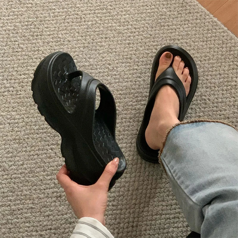 XIXITIAO Thick Platform Eva Flip Flops For Women 2026 Summer Clip Toe Non Slip Beach Sandals Comfortable Soft Sole Cloud Slipper 260707