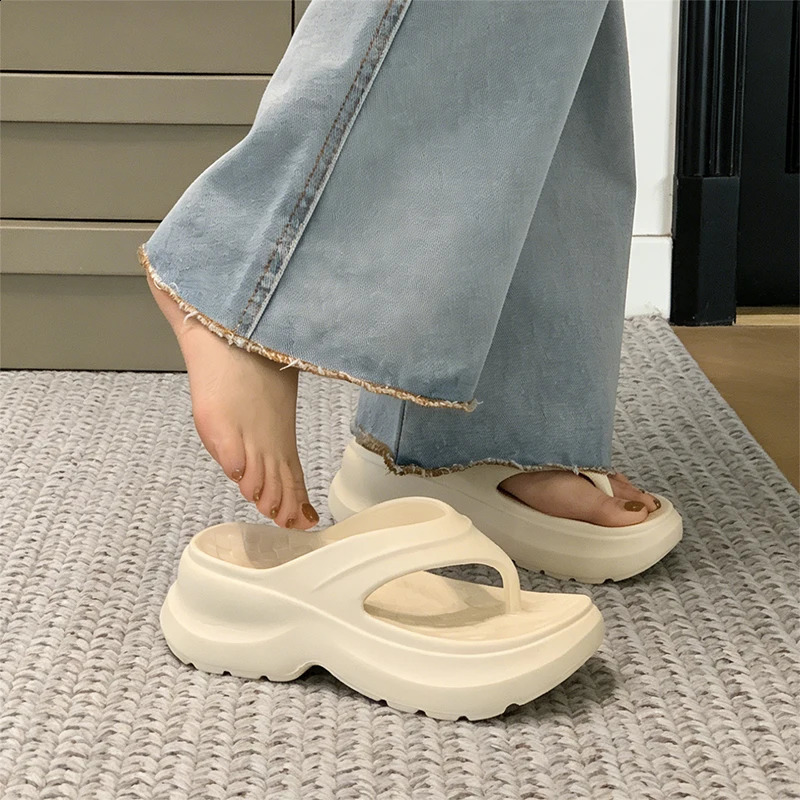 XIXITIAO Thick Platform Eva Flip Flops For Women 2026 Summer Clip Toe Non Slip Beach Sandals Comfortable Soft Sole Cloud Slipper 260707