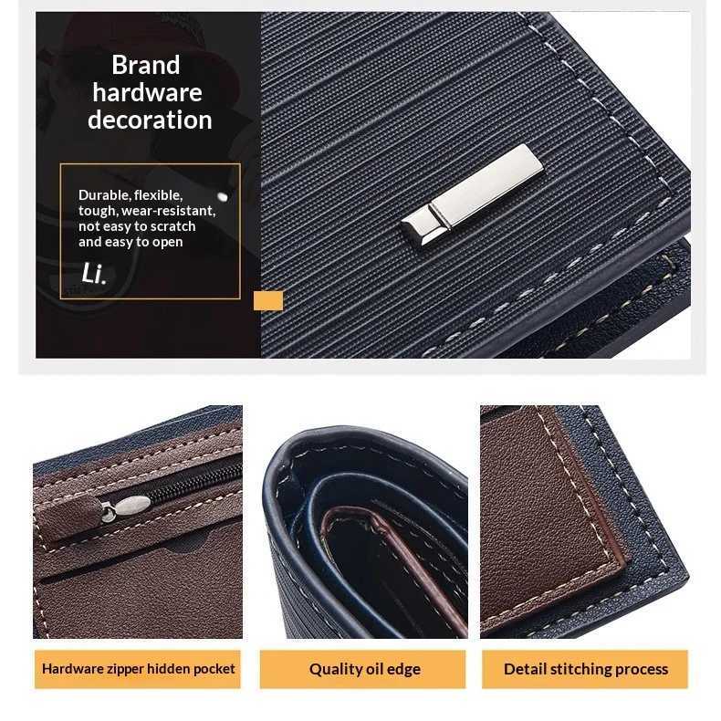 material mens short wallet PU navy blue/light brown multi slot wallet suitable for outdoor business mens ideal gift H260707