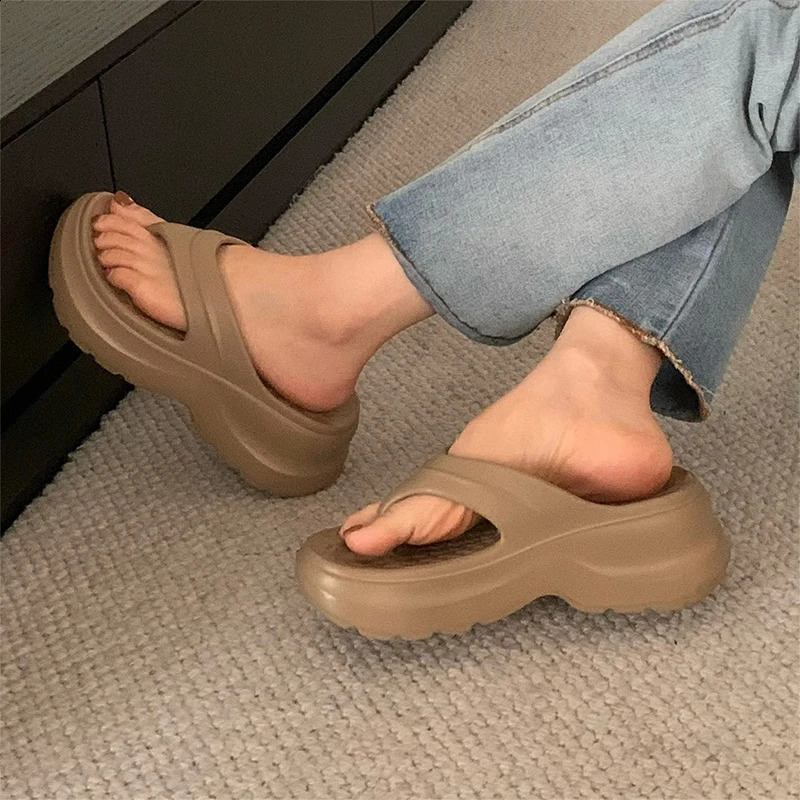 XIXITIAO Thick Platform Eva Flip Flops For Women 2026 Summer Clip Toe Non Slip Beach Sandals Comfortable Soft Sole Cloud Slipper 260707