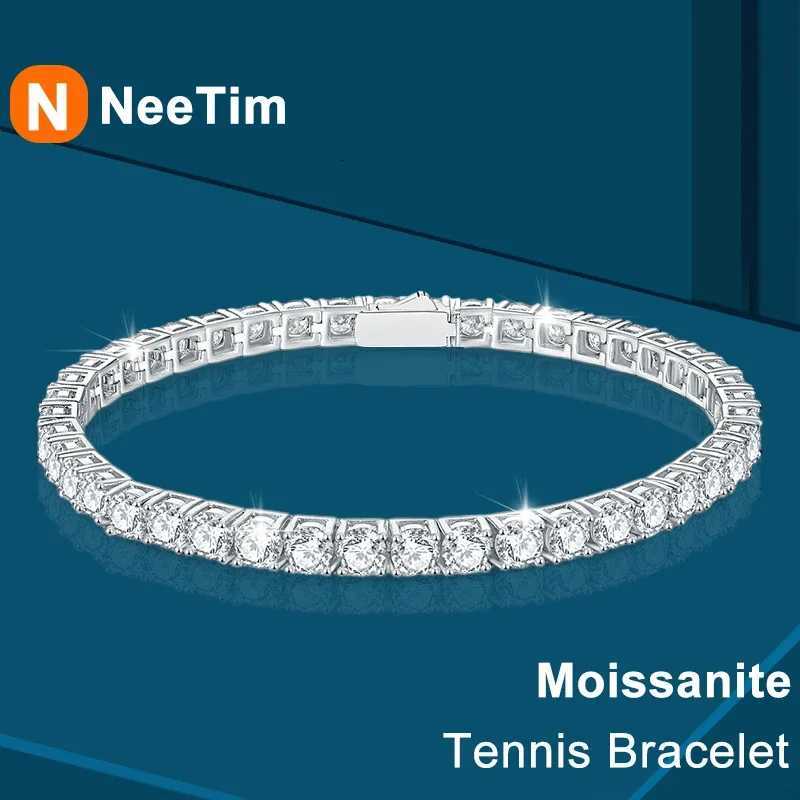 NeeTim 3mm 4mm 5mm 65mm Moissanite Tennis Bracelet s925 Sterling Silver Lab Diamond Bracelets for Women Men Chains H260707