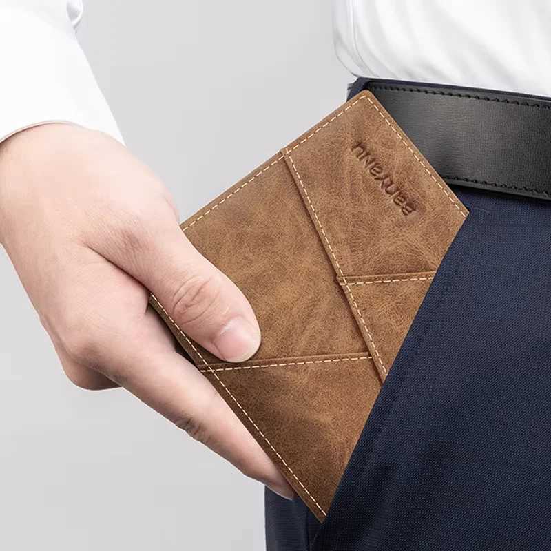 Wallet BANYANU Mens 2026 New Mens Genuine Leather RFID Anti-Theft Brush Top Layer Cowhide Short Wallet Bag H260707