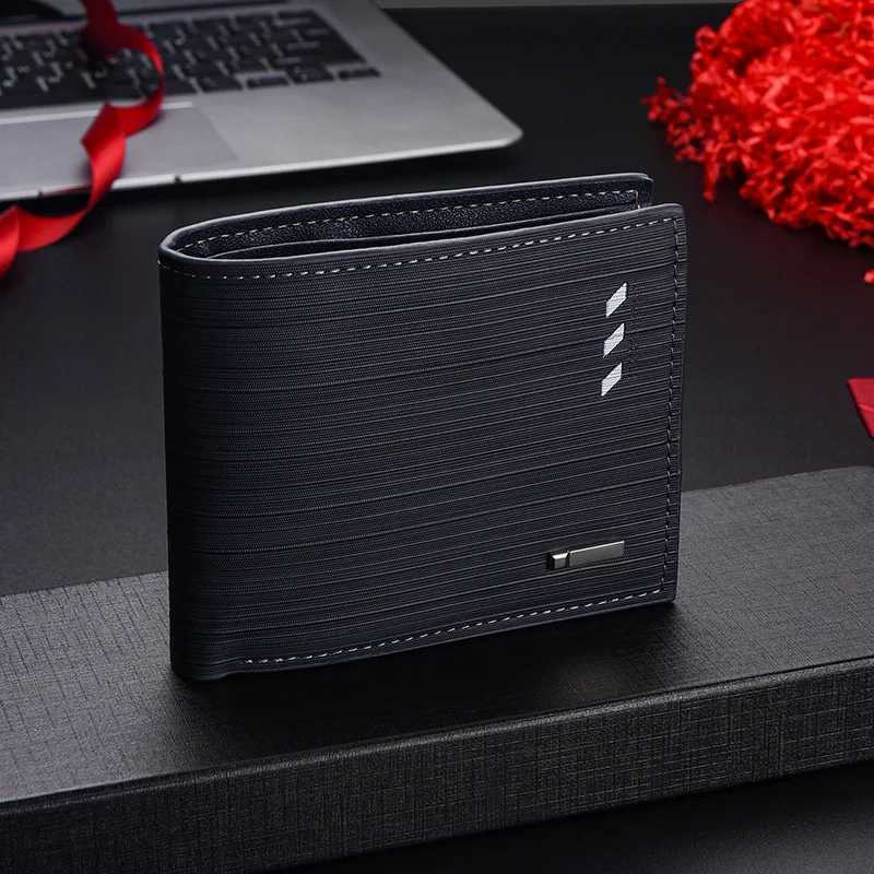 material mens short wallet PU navy blue/light brown multi slot wallet suitable for outdoor business mens ideal gift H260707