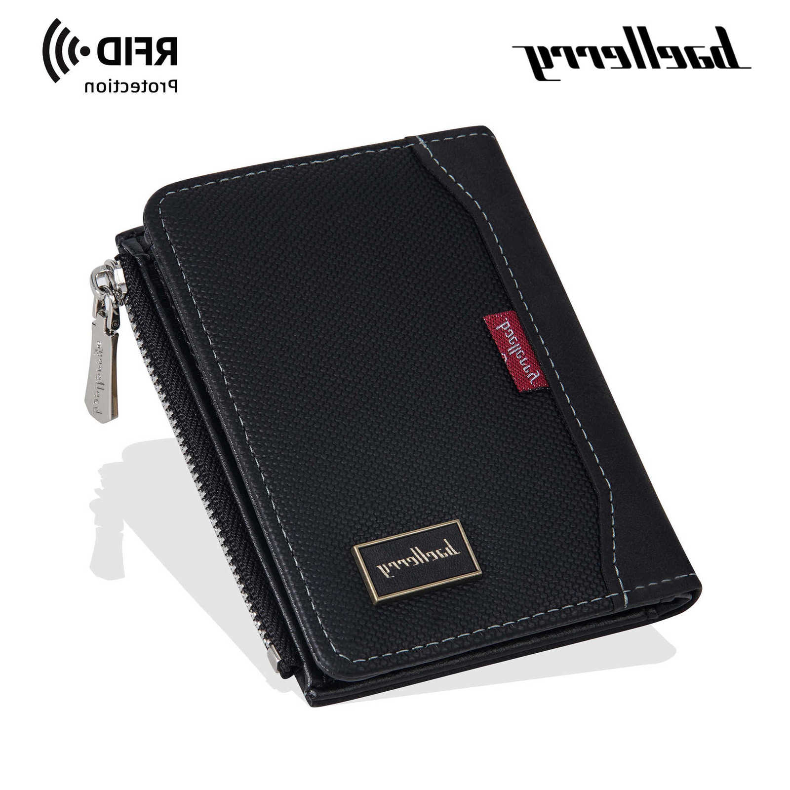RFID Simple Baellerry Mens Zipper Wallets Card Holder Male Wallet Photo Holder Coin Pocket Purses for Men H260707