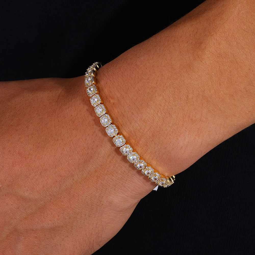 5mm Tennis Chain Bracelet Bling Zircon Cluster Diamond 18k Gold Plated Bracelet for Women Men Hip Hop Jewelry H260707