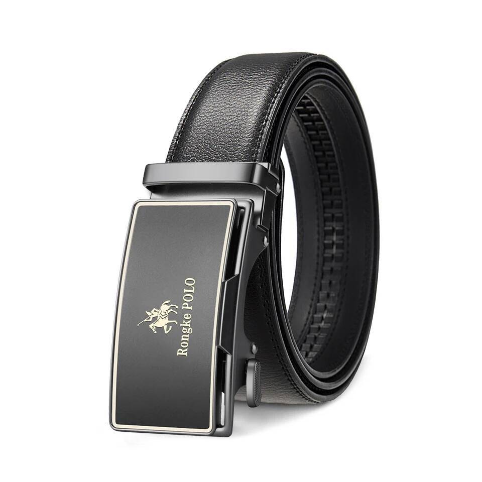 High Quality Black Brown Mens Belt, Genuine Leather Material, Adjustable Automatic Ratchet Buckle, Cuttable Business Belt J260706 J260706 - view 3