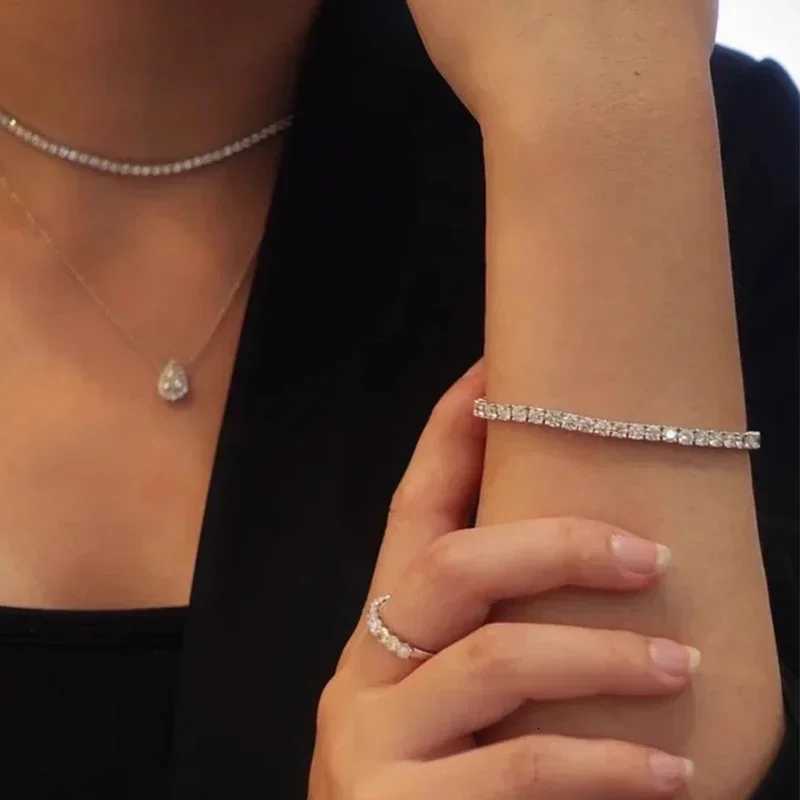 NeeTim 3mm 4mm 5mm 65mm Moissanite Tennis Bracelet s925 Sterling Silver Lab Diamond Bracelets for Women Men Chains H260707