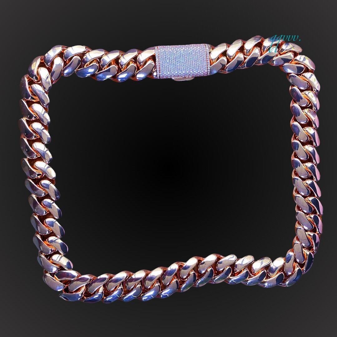 Cuban Rose Miami Gold Plated Link Chain Solid Brass Hip Hop Necklace for Men Women Bold Streetwear Jewelry Cadenas