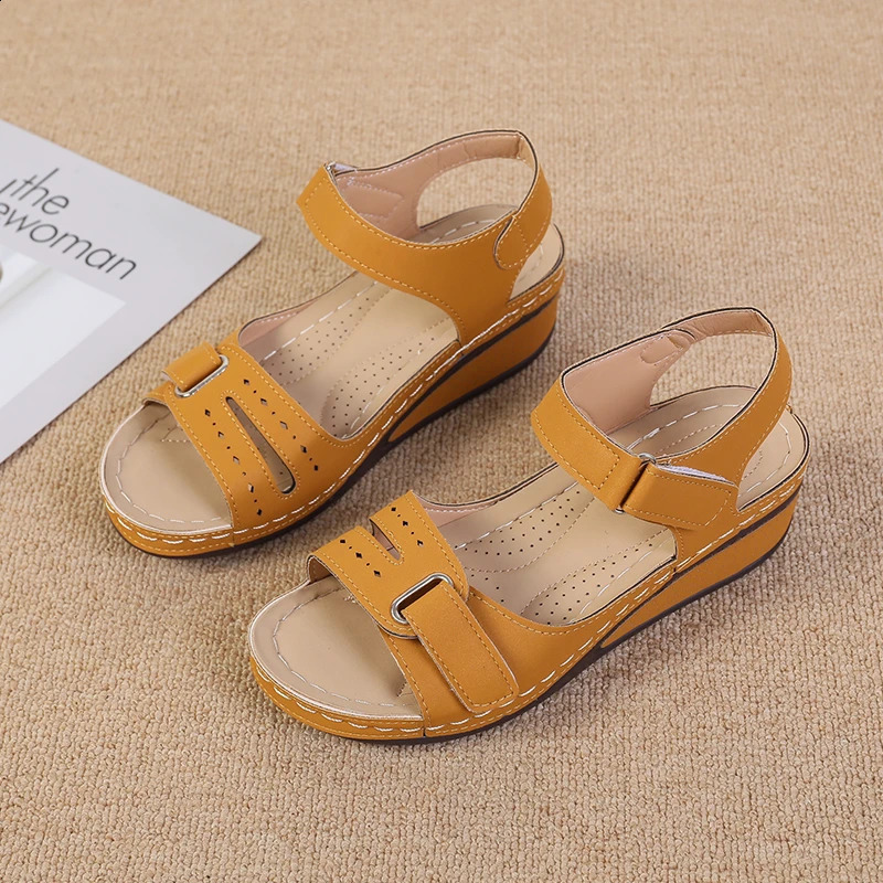 2026 Open Toe Fashion Womens Sandals Summer Soft Sexy Wedge Buckle Orthopedic Sandal Footwear 3543 260707