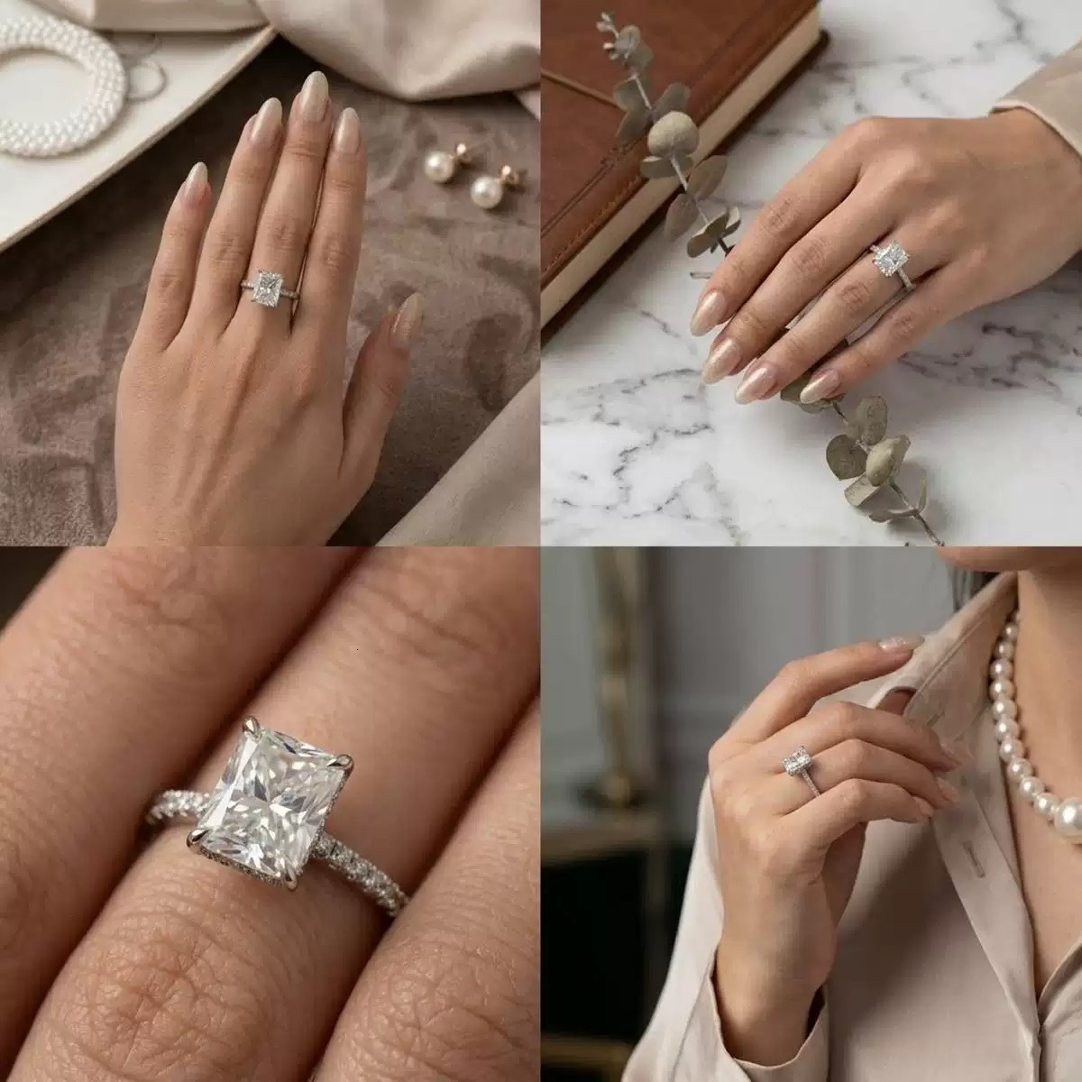 Tianyu Moissanite Diamond Custom Cube Sugar Design Silver 925 Wedding Engagement Rings - view 6