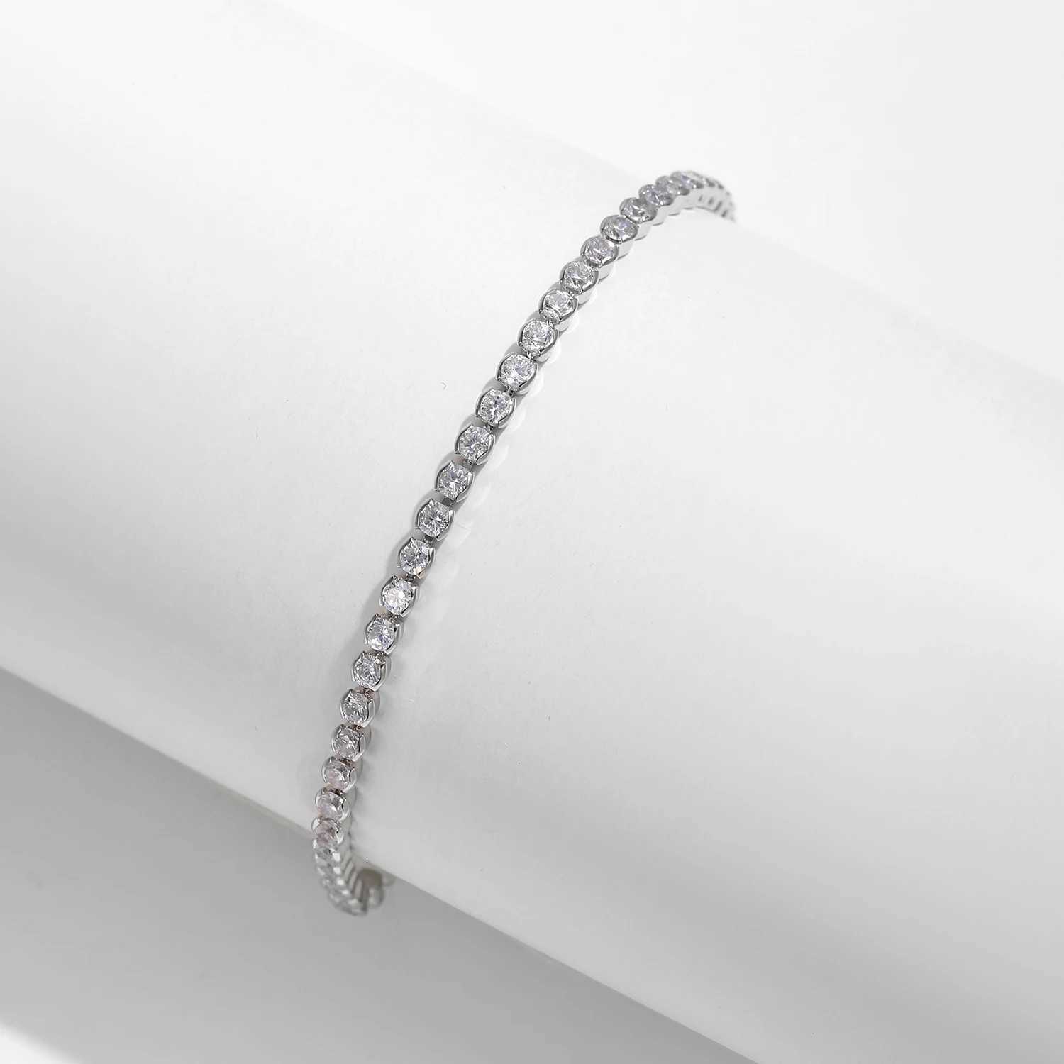 MODIAN 925 Sterling Silver Sparkling CZ Tennis Bracelet Round Zirconia Platinum Plated Bracelet For Women Fine Jewelry Gift H260707