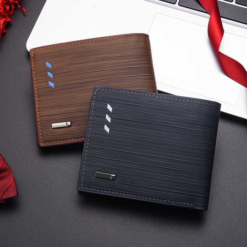 material mens short wallet PU navy blue/light brown multi slot wallet suitable for outdoor business mens ideal gift H260707