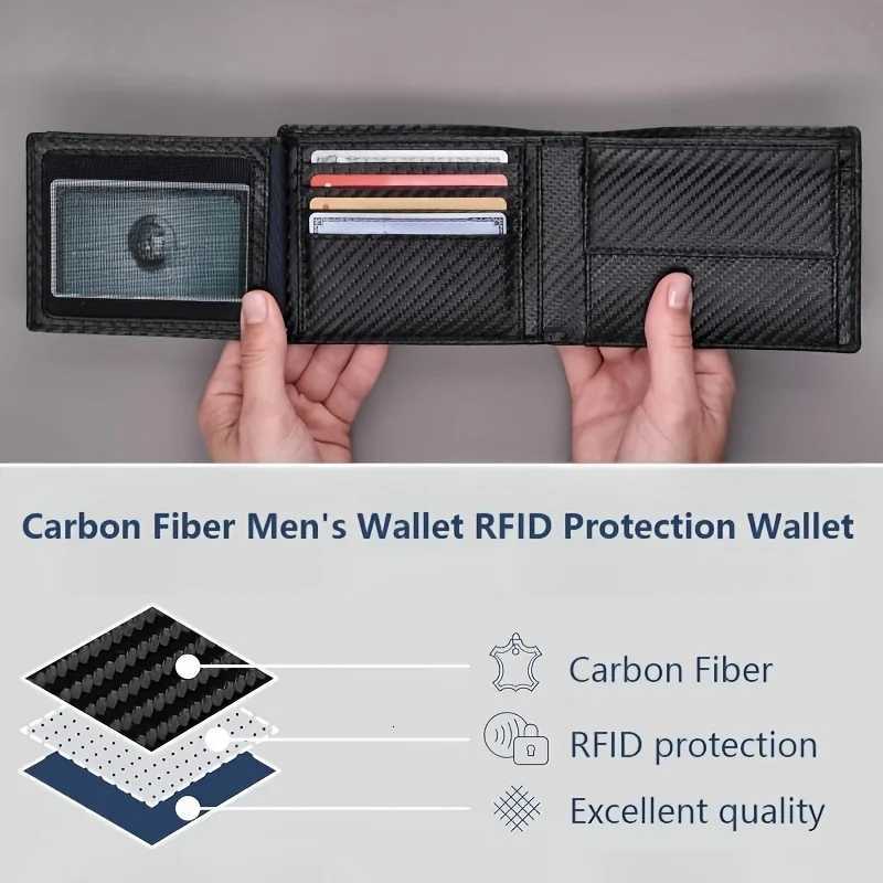 with 2025 New Mens Wallet Coin Pocket RFID Protection Carbon Fiber Wallet for Men H260707
