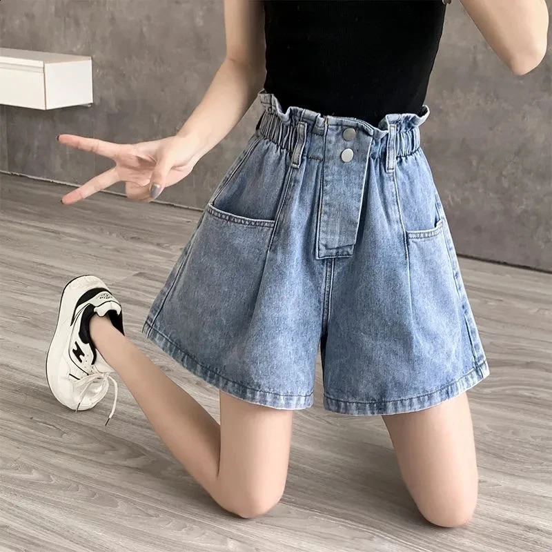 PlusSize FrayedEdge Denim Shorts for Women Lightweight Breathable Summer Style ALine WideLeg Loose Fit HighWaisted Sim 260707