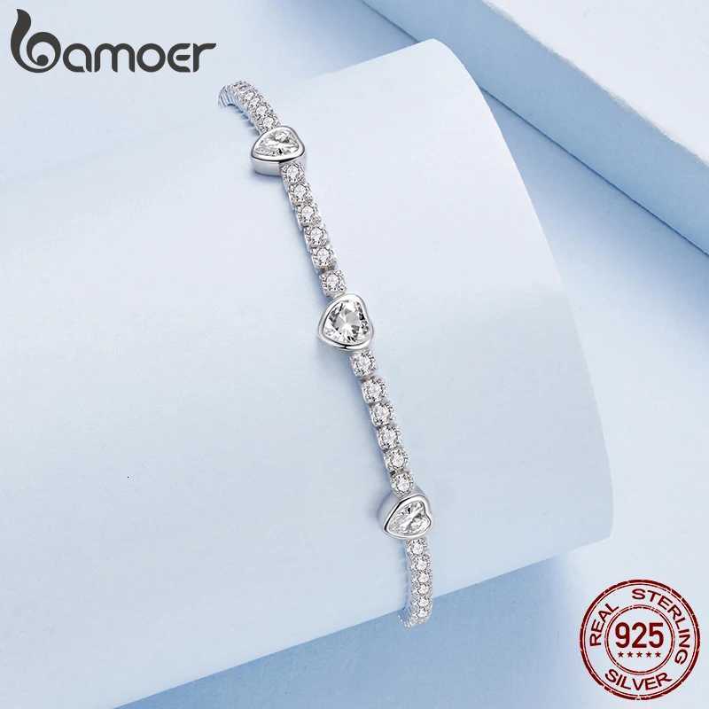 BAMOER 925 Sterling Silver Elegant Heart Bracelets for Women AAAAA CZ Adjustable Chain Tennis Bracelet Jewelry Gifts BSB208 H260707