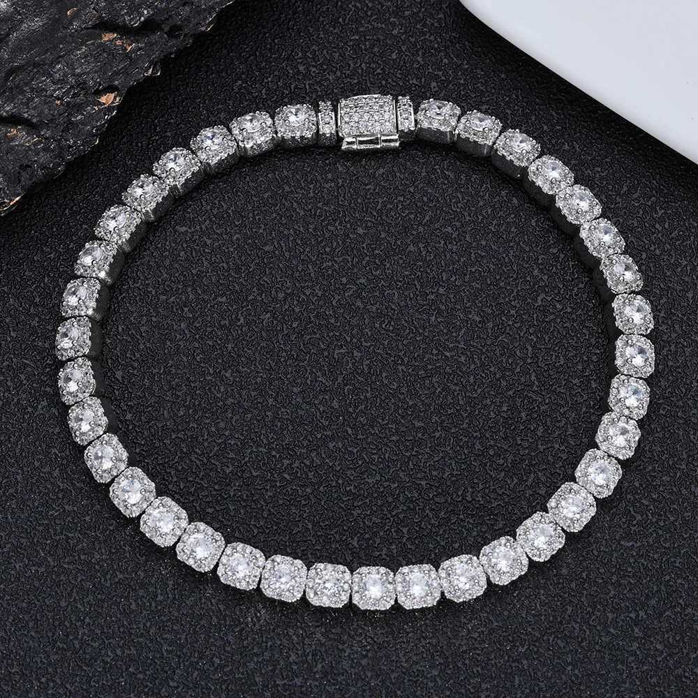 5mm Tennis Chain Bracelet Bling Zircon Cluster Diamond 18k Gold Plated Bracelet for Women Men Hip Hop Jewelry H260707