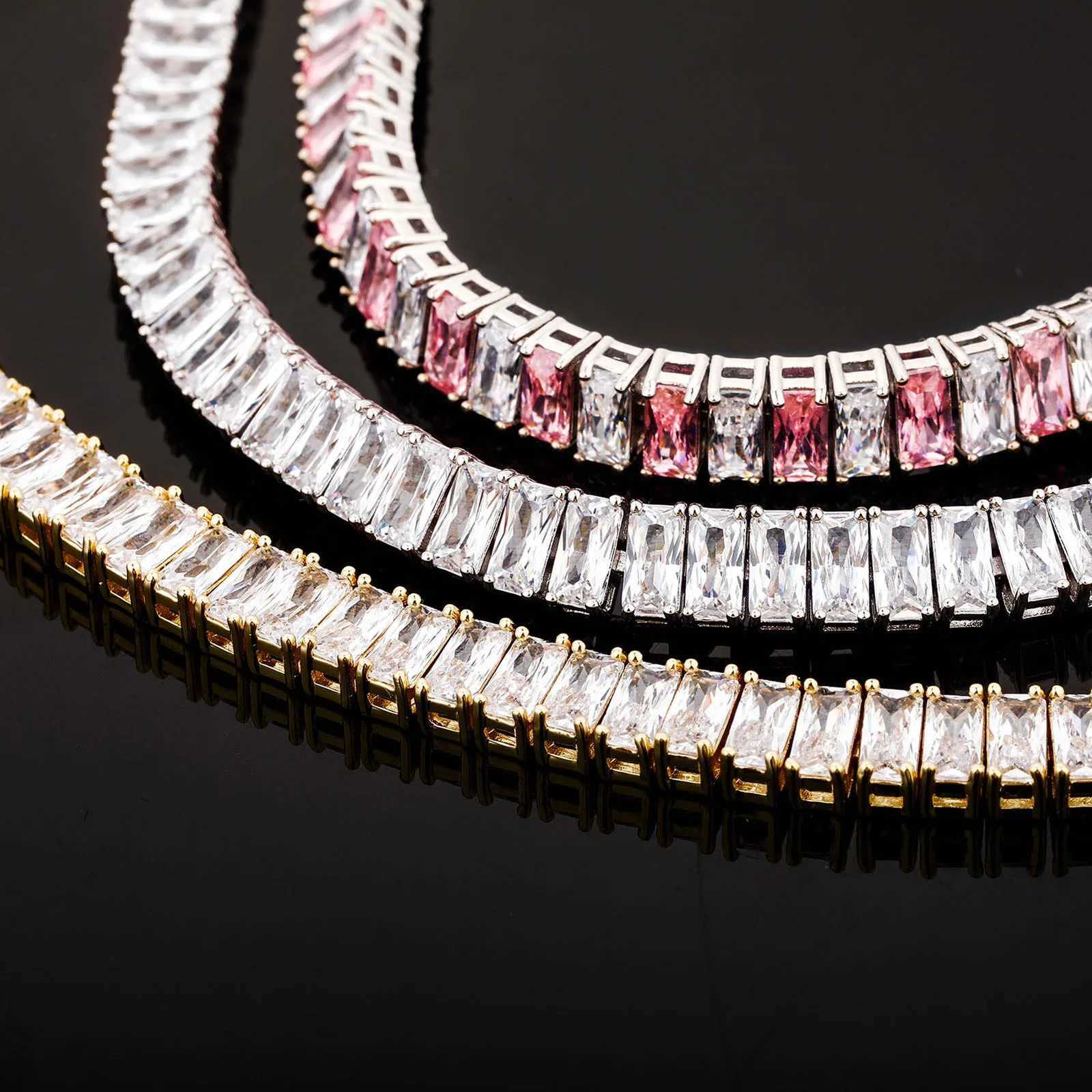 TOPGRILLZ 2020 New Baguette 8mm Tennis Chain Bracelet Out Cubic Zirconia Hip Hop High Quality Fashion Charm Jewelry Gift H260707