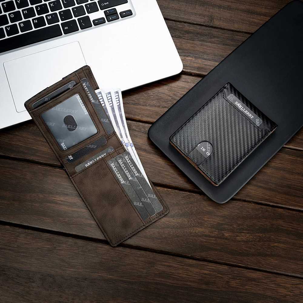 Men Short Wallets Business New Carbon Fiber Short Card Slot High Quality Simple Slim Card Bag Male Purses Photo Holder H260707