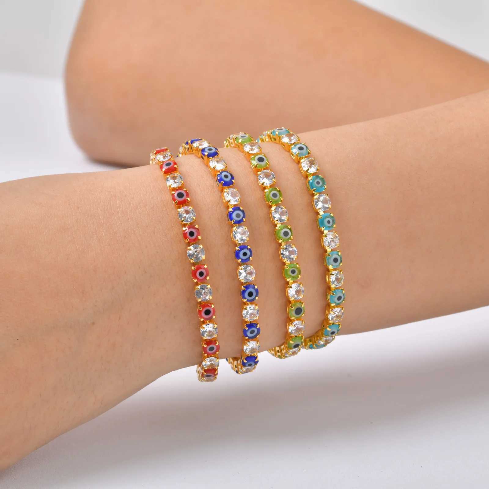 Colorful Crystal Tennis Bracelet For Women Fashion Cubic Zirconia Bracelets Devils Eye Chain Bracelet Luxury Jewelry Gift H260707