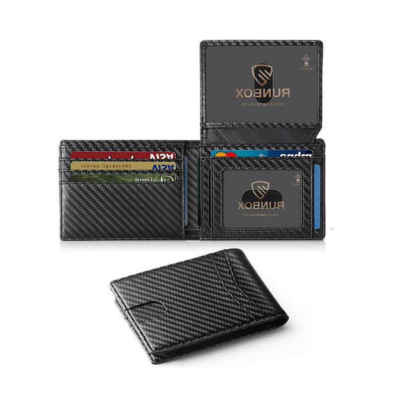 Rfid Mens Wallet Ultra Thin Leather with ID Window Multi Card Carbon Fiber Wallet H260707