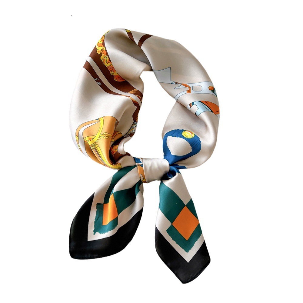 luxury new high end silk scarf designer scarf spring and autumn summer simulated silk 70 small womens scarf square scarf professional wearing neck sca - view 6