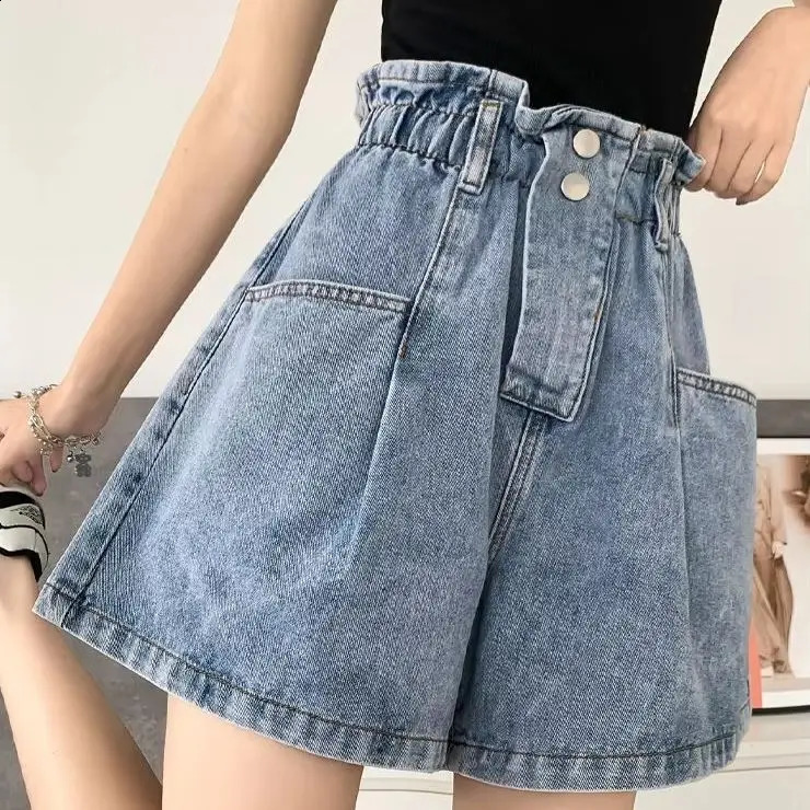 PlusSize FrayedEdge Denim Shorts for Women Lightweight Breathable Summer Style ALine WideLeg Loose Fit HighWaisted Sim 260707
