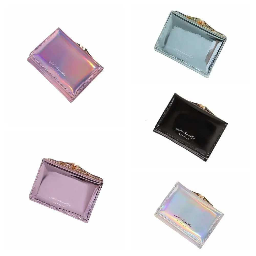 Laser Portable Multi-card Short Slot Wallet Hasp Multifunctional Triple Fold Wallet Small Colorful Pu Laser Coin Purse Lady H260707