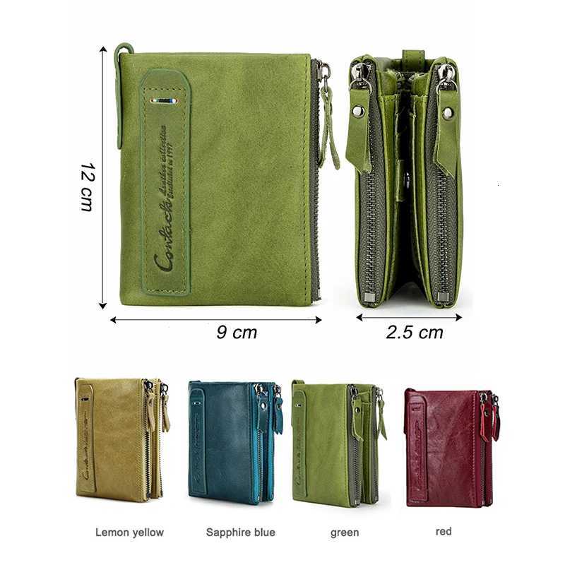 Genuine Leather Wallets for CONTACTS Women Vintage Bifold Fashion Business Purse Card Holder Coin Purse Money Clip Men Wallets H260707
