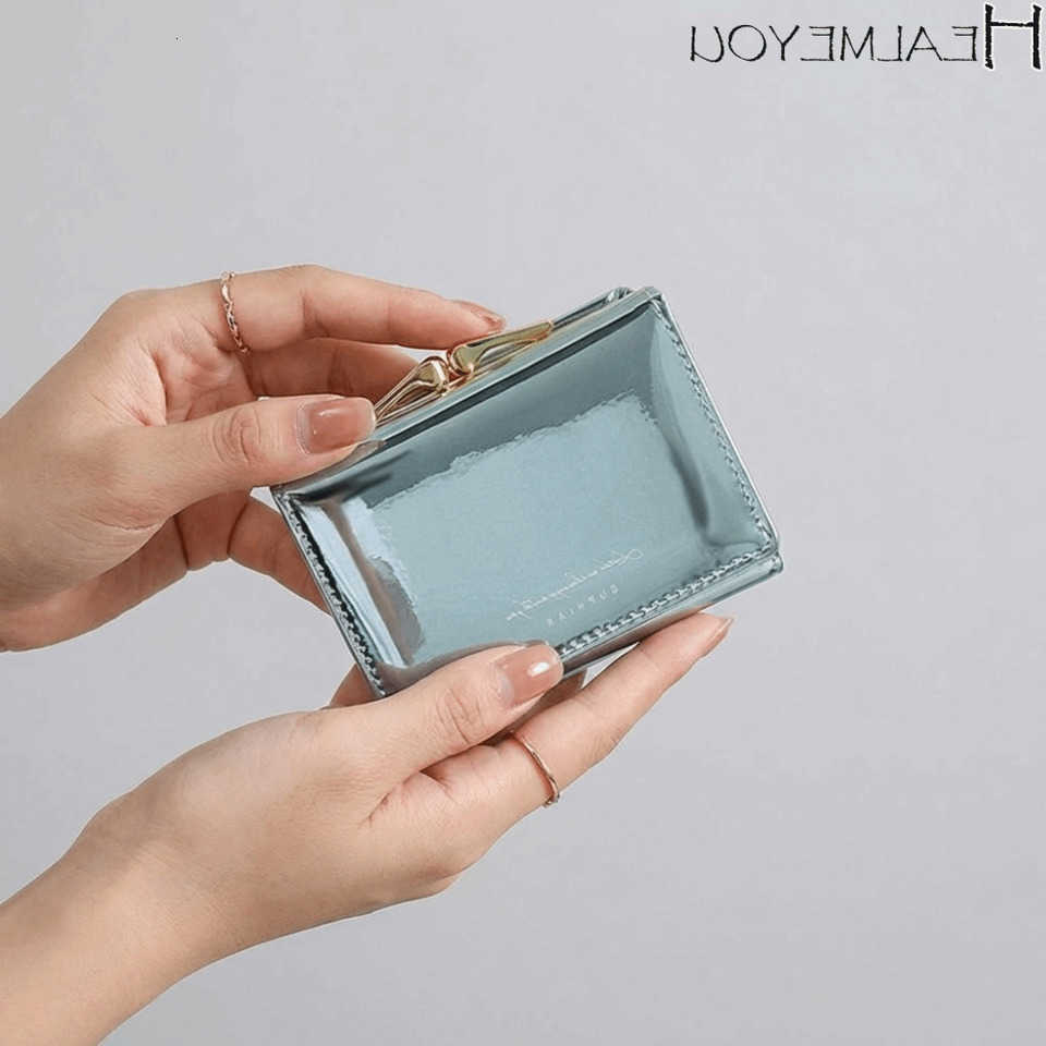 Laser Portable Multi-card Short Slot Wallet Hasp Multifunctional Triple Fold Wallet Small Colorful Pu Laser Coin Purse Lady H260707
