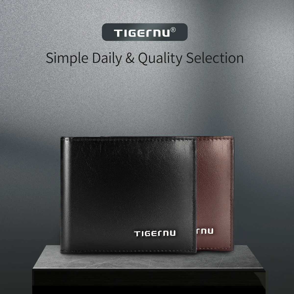 Wallets Quality Tigernu Men High Thin Money Purse Male Business Card Holder For Men Fashion PU Wallet Short Purse Light Card Bag H260707