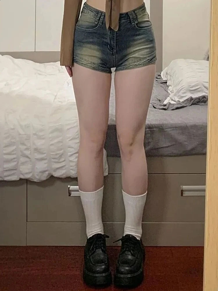Summer Women Korean Retro Sexy Thin Denim Shorts Jeans Lady Mini Pants Girls Tight Elastic High Street Ultra Short 260707