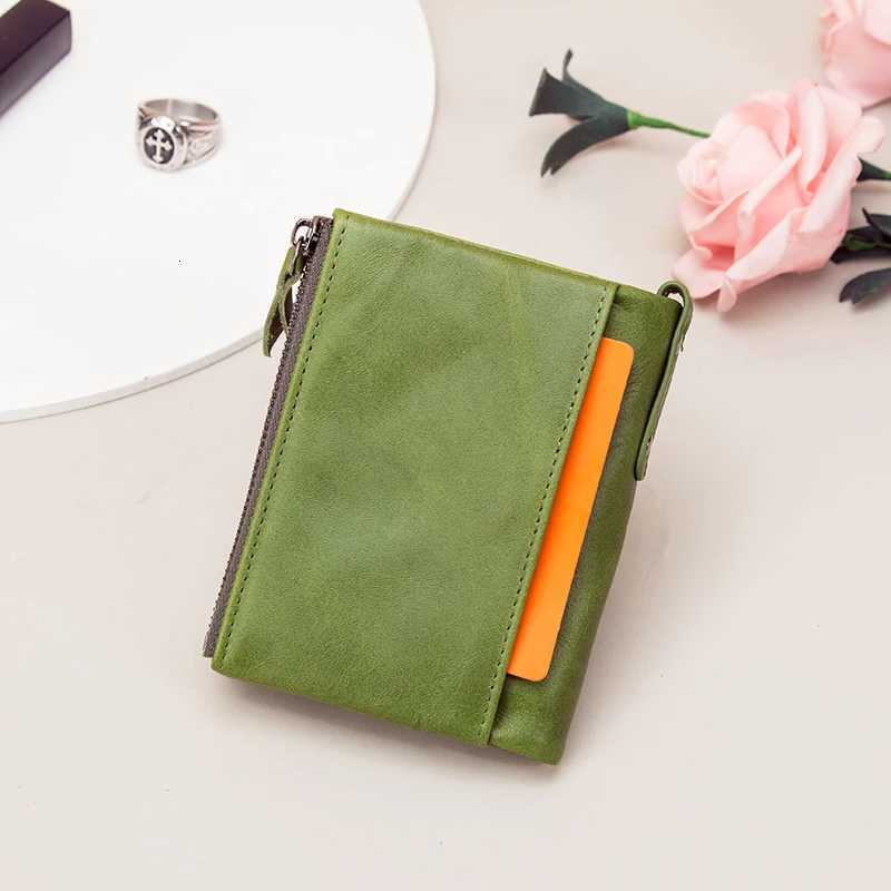 Genuine Leather Wallets for CONTACTS Women Vintage Bifold Fashion Business Purse Card Holder Coin Purse Money Clip Men Wallets H260707