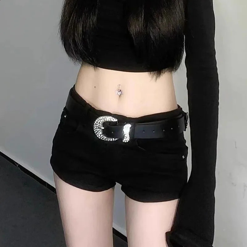 Black Denim Shorts for Women European Style Trendy Summer Mini Female Sexy Sheath Night Club Slim Ultrashort Jeans 260707